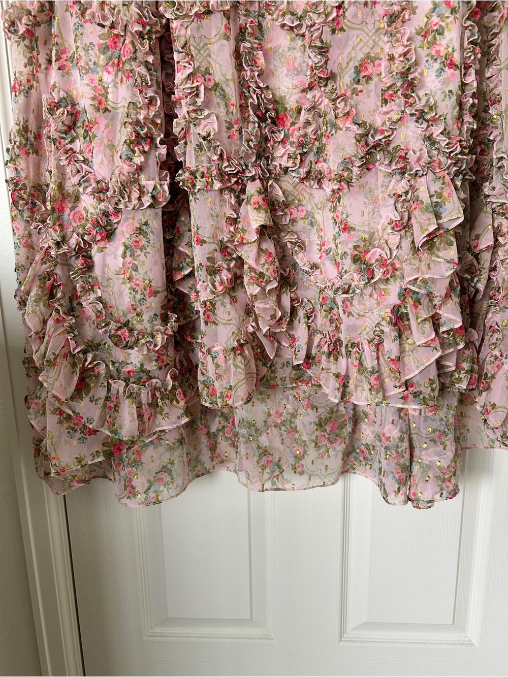 Pink Floral Formal Dress with Ruffles - Picture 6 of 8